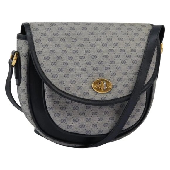 GUCCI Micro GG Supreme Shoulder Bag PVC Navy Gold - Picture 1 of 16